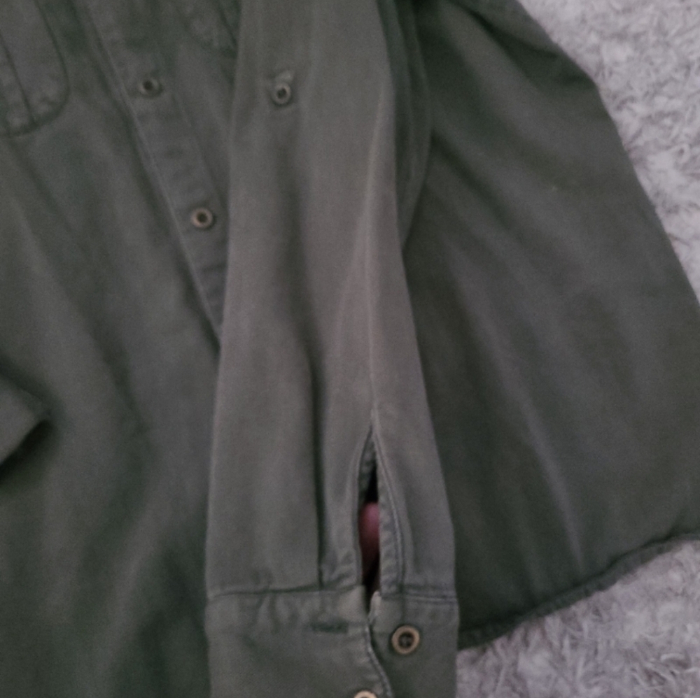 Zara Basic Olive Green Button-Up Shirt – Size Large - Picture 3 of 7